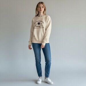 Sanderson‎ Sisters Brewing Co. Sweatshirt Womens Small Cream Crew Neck Graphic
